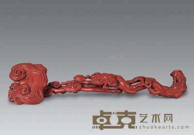 清 漆雕灵芝如意 长43cm